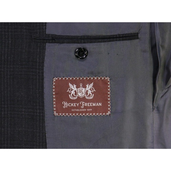 Hickey-Freeman Current Black/Gray Knit Plaid 2-Btn Luxury Wool Suit 42R - Picture 8 of 10